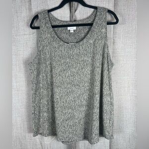 J. Jill Pure Jill Tank Top Black Multi Textured Cotton Linen Blend Size XL NWT